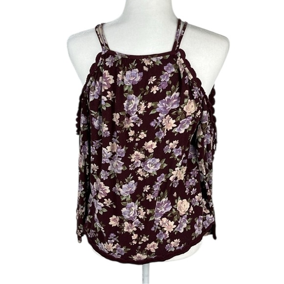 American Eagle Floral Cold Shoulder Top Size S - Picture 4 of 6